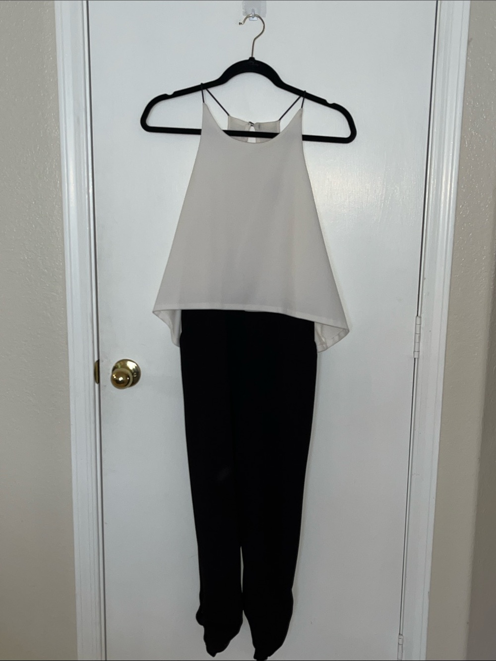 love...ady Two-Tone Halter Jumpsuit in White and Black